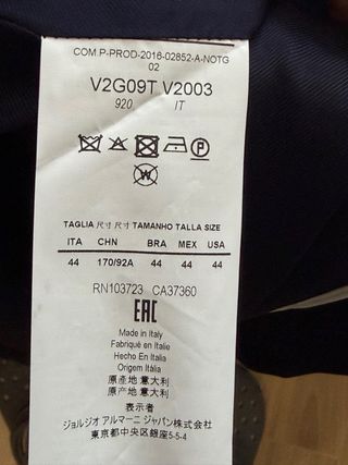Americana Emporio Armani Negra/Azul Talla44