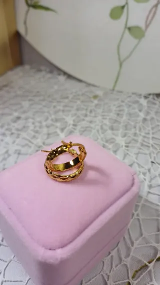 Pendientes Aro Pequeños Chapado Oro 18k Vintage