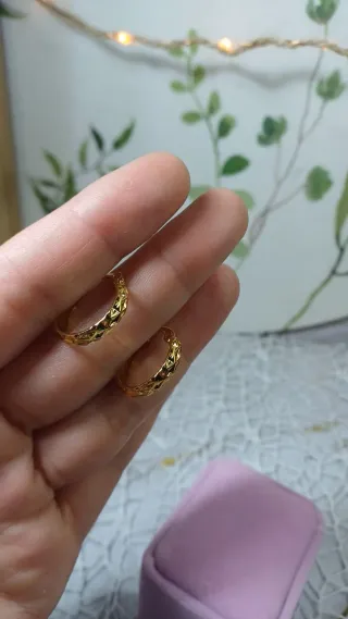 Pendientes Aro Pequeños Chapado Oro 18k Vintage