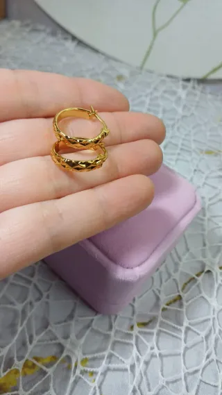 Pendientes Aro Pequeños Chapado Oro 18k Vintage