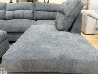 Sofá Rinconera Gris + Puff Arcón