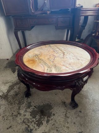 Mesa antigua mármol y madera maciza
