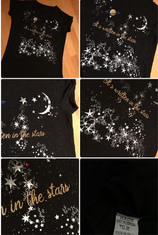 T-shirt Kaos nera con stampa stelle tg.M