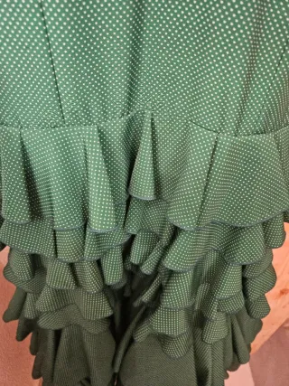 Vestido Flamenca niña Verde con Lunares