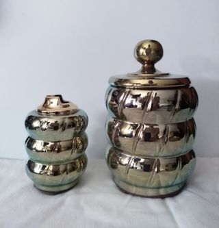 Cenicero, Porta mechero y Recipiente Dorado