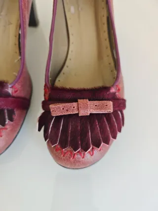 Zapatos tacón mujer morado/rojo