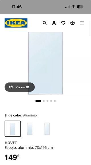 Espejo Ikea Plata Metal Cristal