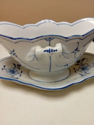 Salsera Swain & Co 1900 Azul y Blanco