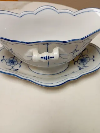 Salsera Swain & Co 1900 Azul y Blanco