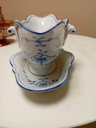 Salsera Swain & Co 1900 Azul y Blanco