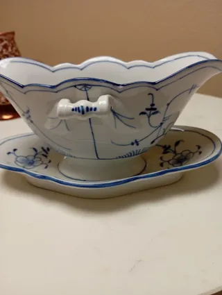 Salsera Swain & Co 1900 Azul y Blanco