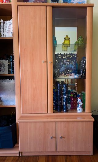 Mueble de salón completo madera y cristal