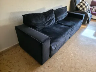 Sofa terciopelo negro 3 personas