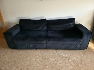 Sofa terciopelo negro 3 personas