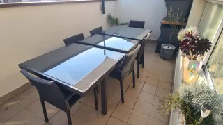 Mesa de jardín extensible + sofás jardín