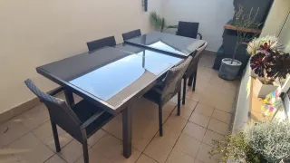 Mesa de jardín extensible + sofás jardín