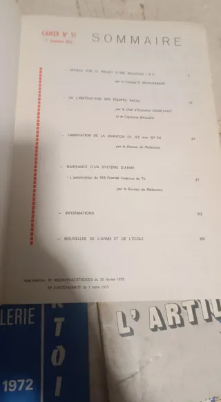 Cahiers artillerie 51 año 1973 Revista artillería