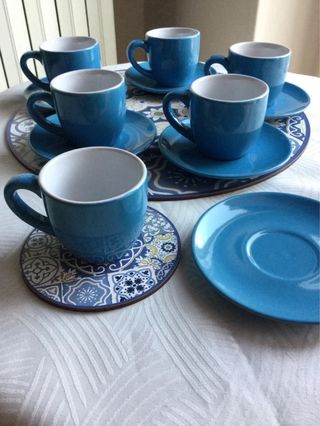 Set 6 tazzine caffè azzurre vintage Coffee Set