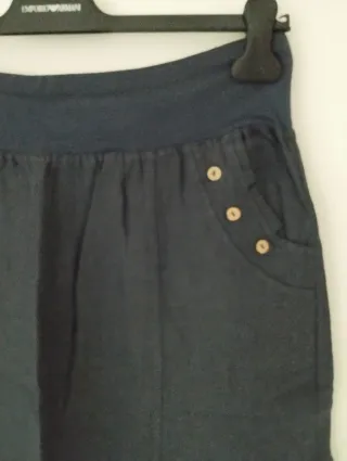 Gonna midi in puro lino blu tg.XL