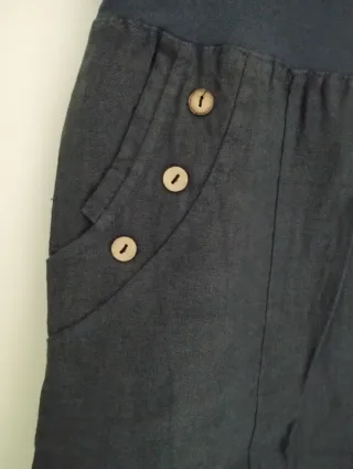 Gonna midi in puro lino blu tg.XL