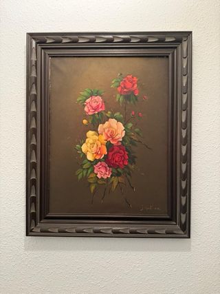 Cuadro de flores pintado a mano