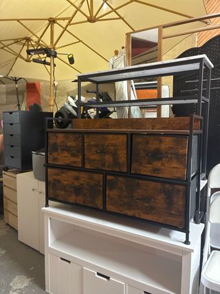 Estantería 5 cajones madera y metal