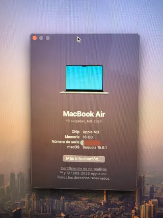 MacBook Air M3 16GB 512GB Plata