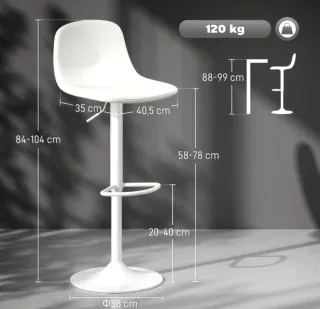 2 Taburetes Altos Blancos