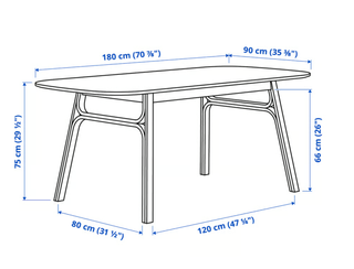 Mesa Comedor Ikea VOXLÖV Bambú Claro 180x90cm