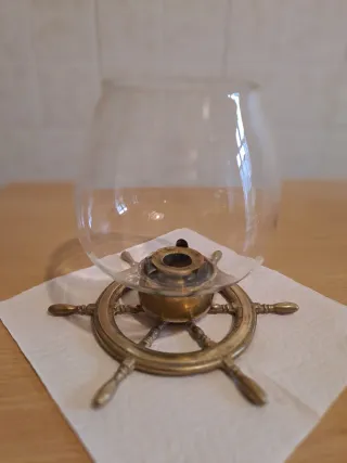 Portacandela stile marinaro in bronzo e vetro