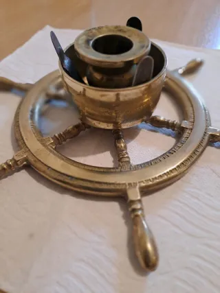 Portacandela stile marinaro in bronzo e vetro