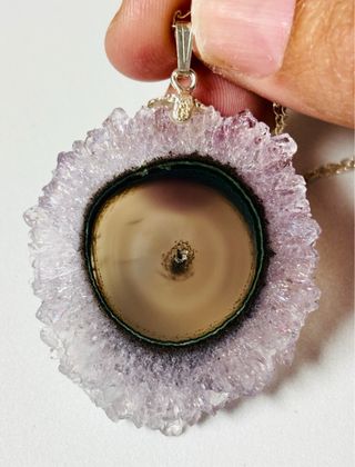 Colgante amatista estalactitica + cadena plata 925