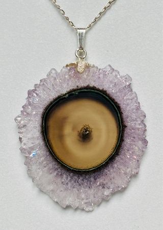 Colgante amatista estalactitica + cadena plata 925