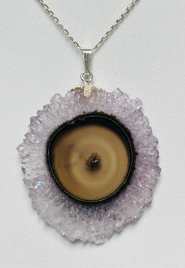 Colgante amatista estalactitica + cadena plata 925