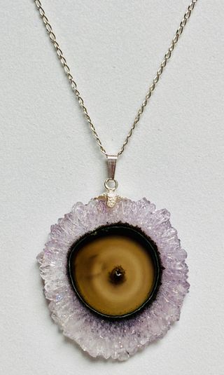 Colgante amatista estalactitica + cadena plata 925