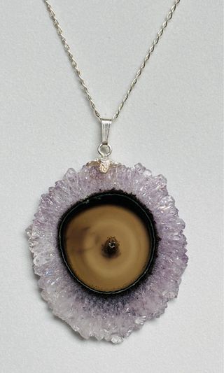 Colgante amatista estalactitica + cadena plata 925