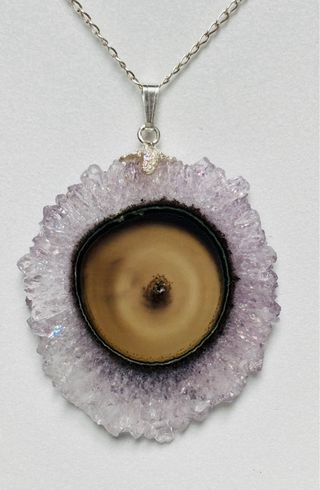 Colgante amatista estalactitica + cadena plata 925