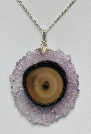 Colgante amatista estalactitica + cadena plata 925