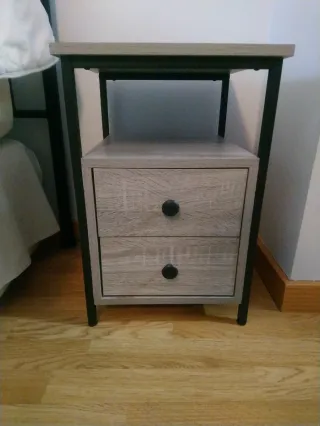 Pareja Mesitas Noche Melamina Gris