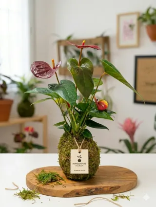 Kokedama Planta Anturio Rojo