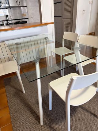 Mesa Comedor Cristal y Metal 140*90cm