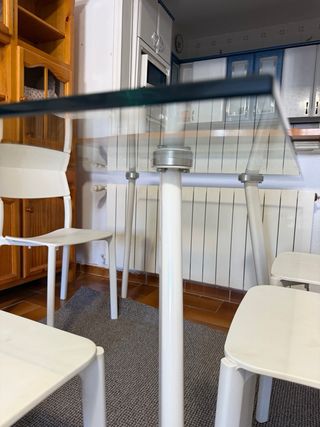 Mesa Comedor Cristal y Metal 140*90cm