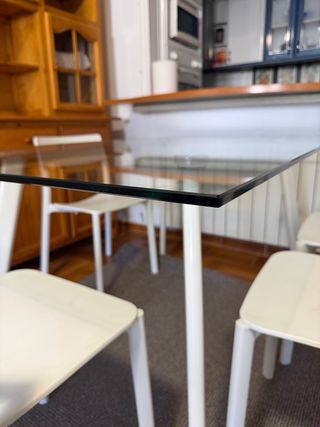 Mesa Comedor Cristal y Metal 140*90cm