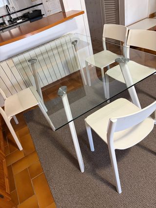 Mesa Comedor Cristal y Metal 140*90cm