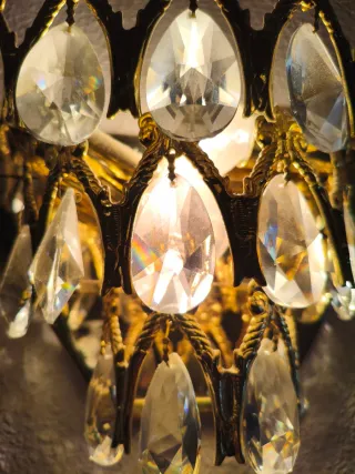 5 Lámparas tipo araña bronce y cristal y 4 aplique