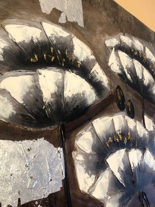 Cuadro grande flores acrílico madera