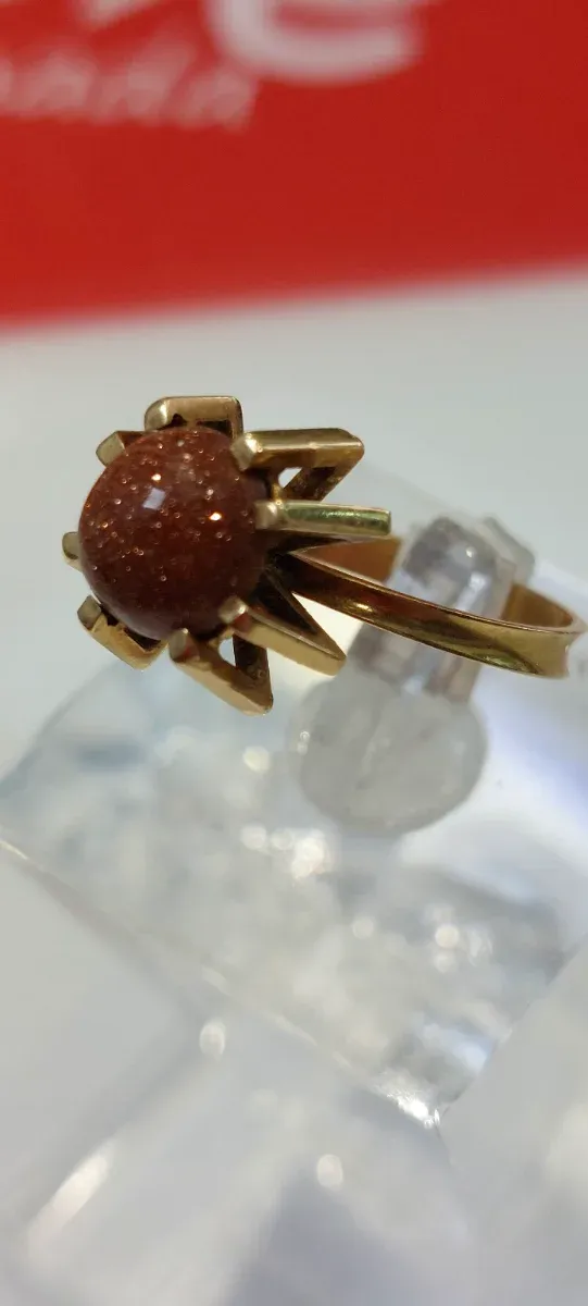 Anillo Oro 18K Piedra Marrón