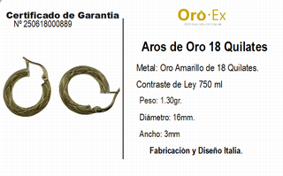 AROS DE ORO DE 18 QUILATES