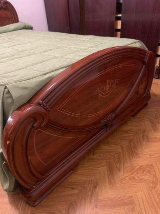 Cama 1.05 cm con cabecero y piecero de madera