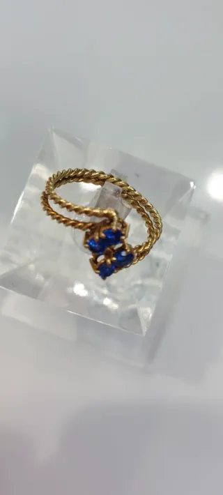 Anillo Oro 14K Zafiros Azules